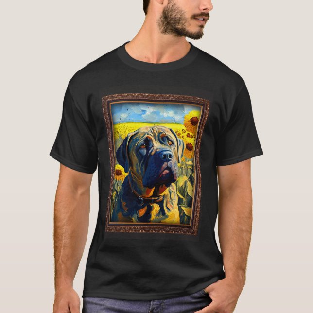 Boerboel Painting Sunflower Flower Mom Women Flora T-Shirt (Vorderseite)