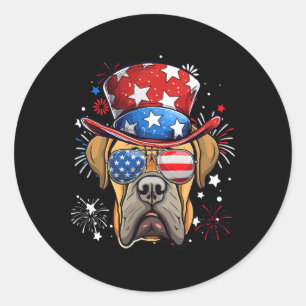 Boerboel Patriotic USA Flag 4. Juli Hund Lover Runder Aufkleber