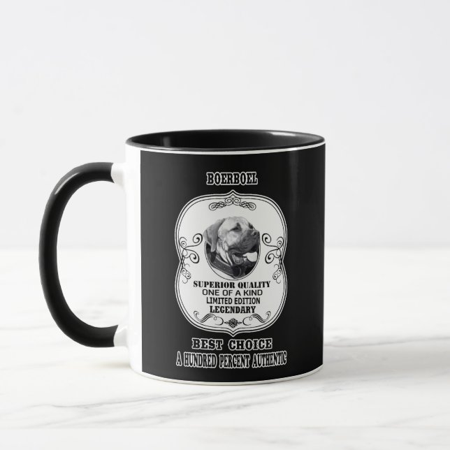 Boerboel Schwarz-Weiß-Hund Tribut Tasse (Links)