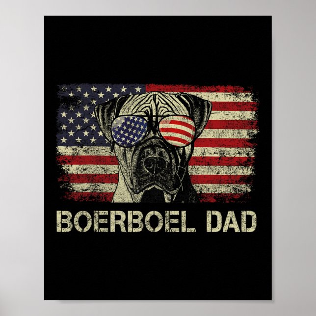 Boerboel Vater Dog liebt amerikanische Flagge 4. J Poster (Vorne)