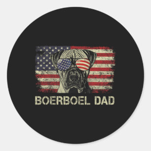 Boerboel Vater Dog liebt amerikanische Flagge 4. J Runder Aufkleber