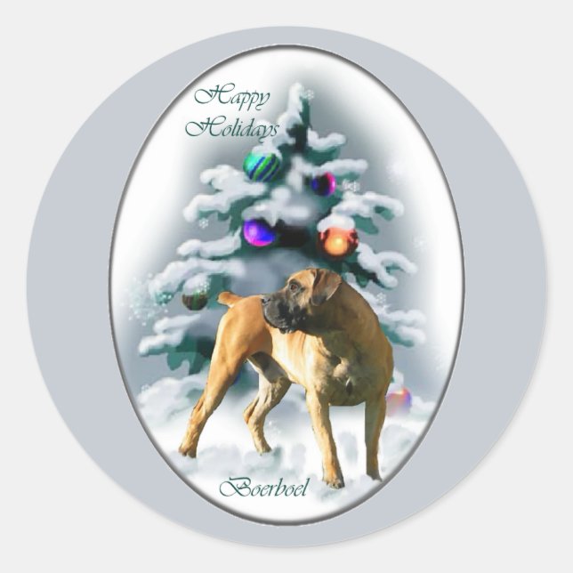 Boerboel Weihnachtsgeschenke Runder Aufkleber (Vorderseite)