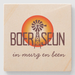 BOERSEUN Windpomp Afrikaans Südafrikanische Expat Steinuntersetzer