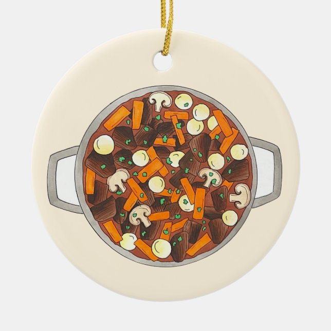 Boeuf Bourguignon Beef Burgundy Stew Französisch F Keramik Ornament (Vorne)