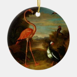Bogdani Flamingo und andere Vögel in einer Landsch Keramik Ornament