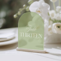Bogen Acryl Grün Hochzeitstisch Dreizehn Nummer