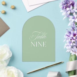 Bogen Acryl Salbei Grün Hochzeit Tisch Neun Nummer Acryleinladungen
