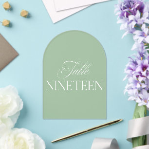 Bogen Acryl Salbei Grün Hochzeitstisch 19 Nummer Acryleinladungen