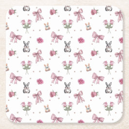 Bogen, Bunnien und Blume Rechteckiger Pappuntersetzer