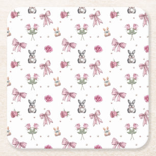Bogen, Bunnien und Blume Rechteckiger Pappuntersetzer