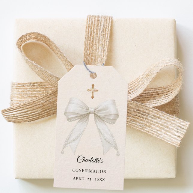Bogen Elfenbein Perlen Mädchen Bestätigung DIY Geschenkanhänger (Von Creator hochgeladen)