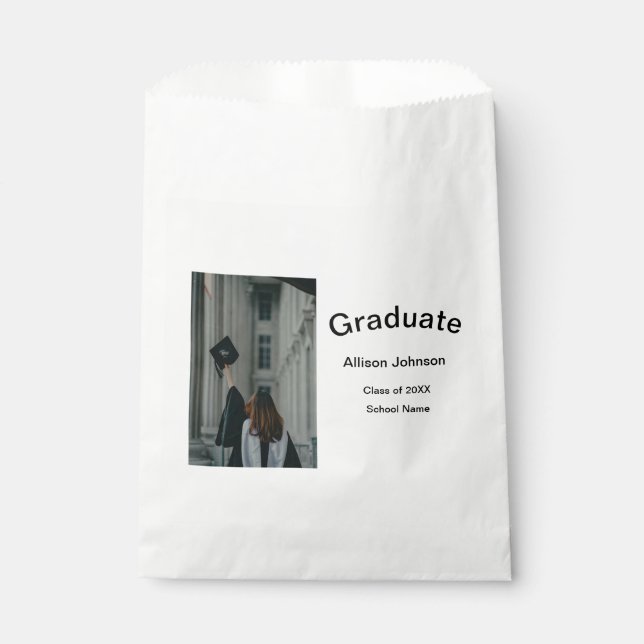 Bogen Foto Moderne, schlichte Graduierungsparty Geschenktütchen (Vorderseite)