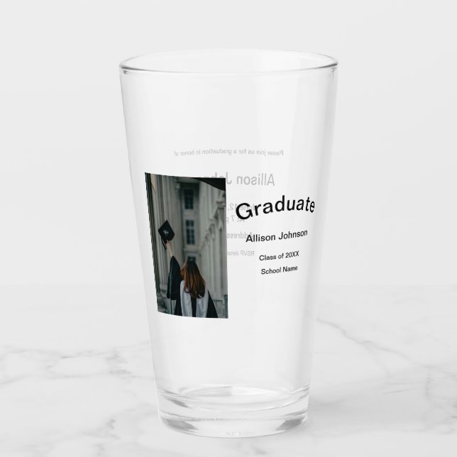 Bogen Foto Moderne, schlichte Graduierungsparty Glas (Vorderseite)