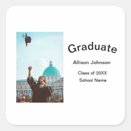 Bogen Foto Moderne, schlichte Graduierungsparty Quadratischer Aufkleber
