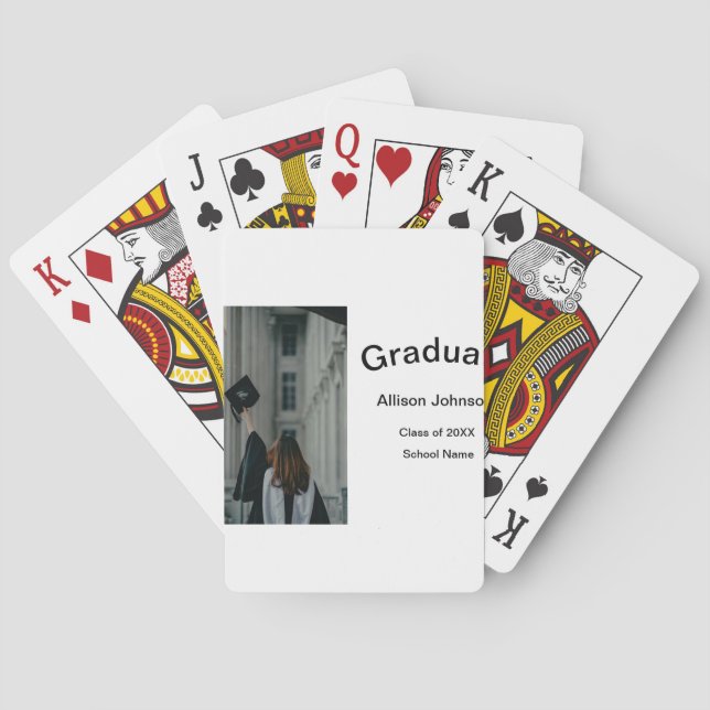 Bogen Foto Moderne, schlichte Graduierungsparty Spielkarten (Rückseite)