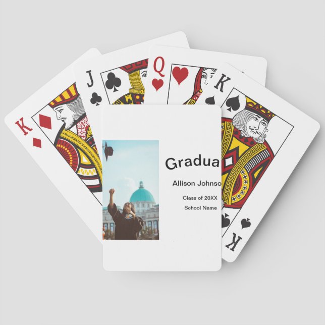 Bogen Foto Moderne, schlichte Graduierungsparty Spielkarten (Rückseite)