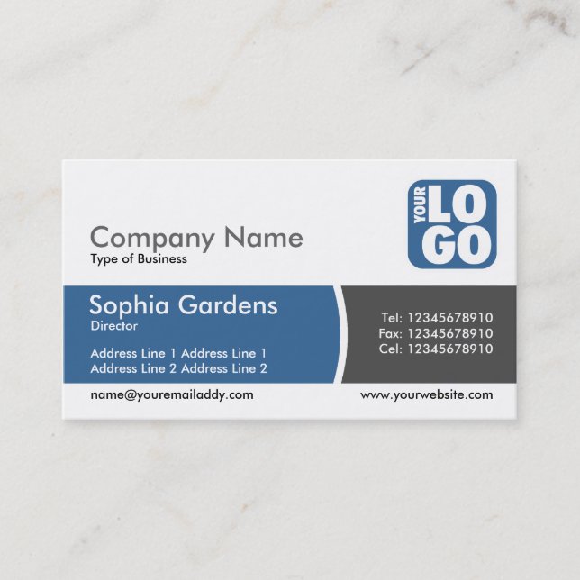 Bogen geteiltes Band - Wüsten-Blaues Logo Visitenkarte (Vorderseite)