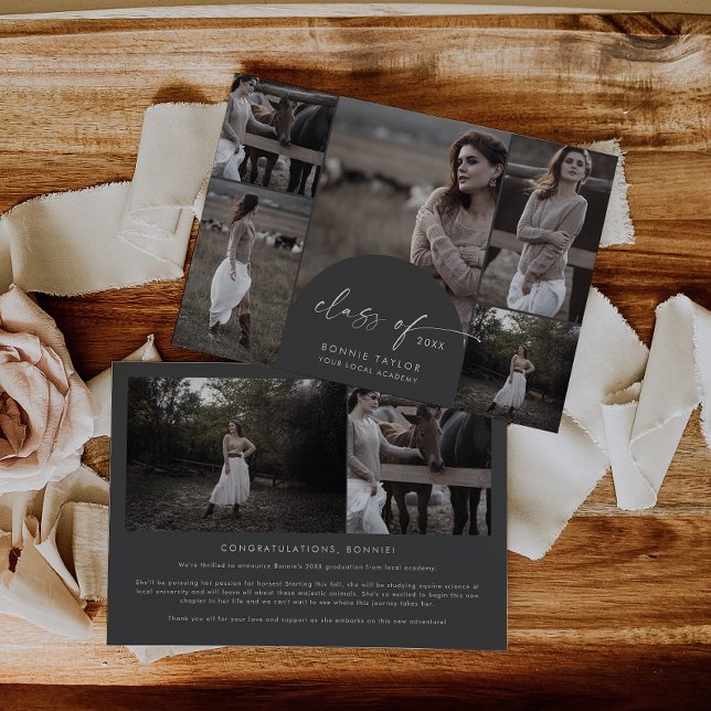 Bogen | Graue Klasse 2024 Multi-Foto-Abschluss Ankündigung (Von Creator hochgeladen)