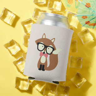 Bogen-Krawatten-und Glas-Hipster-BrownFox Dosenkühler