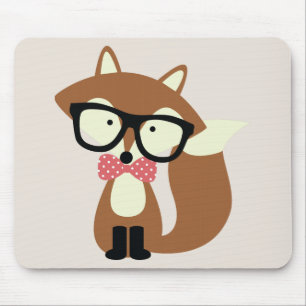 Bogen-Krawatten-und Glas-Hipster-BrownFox Mousepad