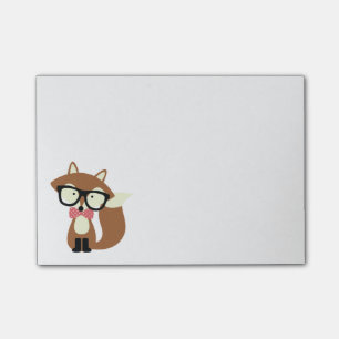 Bogen-Krawatten-und Glas-Hipster-BrownFox Post-it Klebezettel