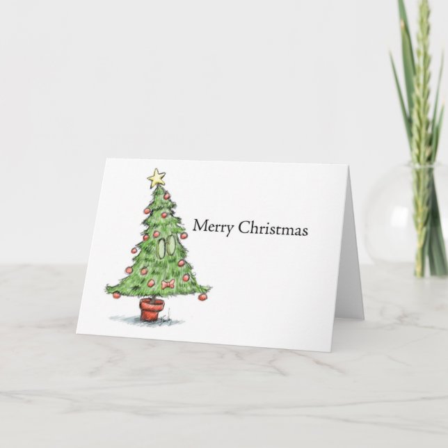 Bogen-Krawatten-Weihnachtsbaum Feiertagskarte (Vorderseite)
