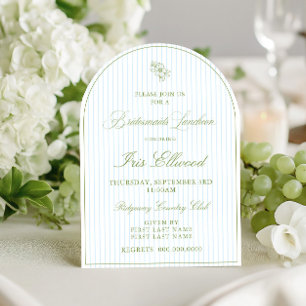 Bogen Sagegrün & Hellblau Brautjungfern Luncheon Einladung