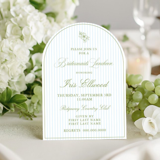 Bogen Sagegrün & Hellblau Brautjungfern Luncheon Einladung (Arch Sage Green & Light Blue Bridesmaids Luncheon Invitation)