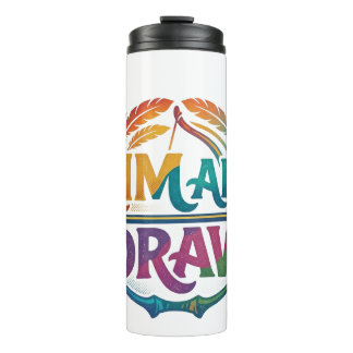 Bogen-Schriftzug-Logo im Mehrfarben-Design | Aim a Thermosbecher