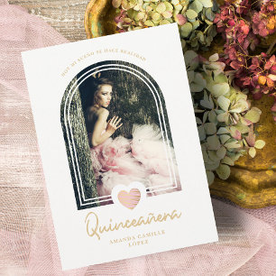 Bogen Spanisch Modern Rosa Herz Foto Quinceañera