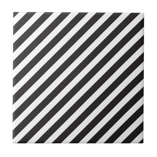 Bogen Stripes diagonales schwarzes u. weißes Fliese (Vorderseite)