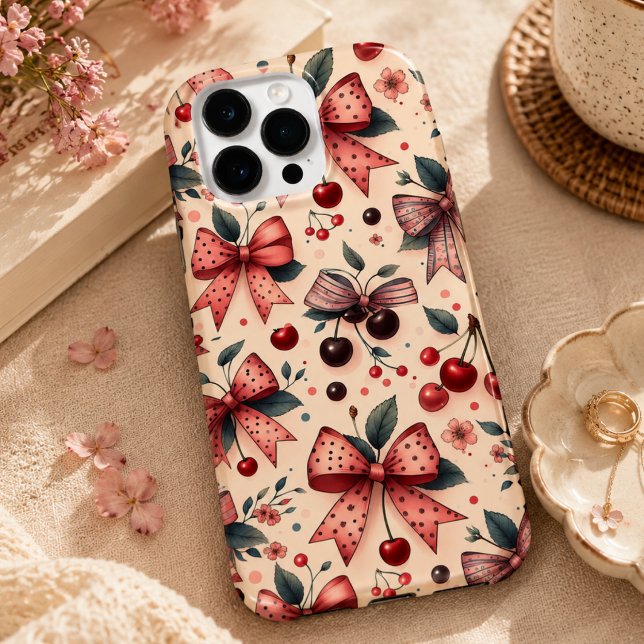 Bogen- und Kirschmuster Case-Mate iPhone Hülle (bow and cherry pattern Case-Mate iPhone case)