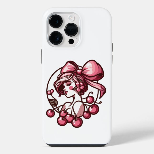 Bogen- und Kirschmuster  iPhone Hülle (Rückseite)