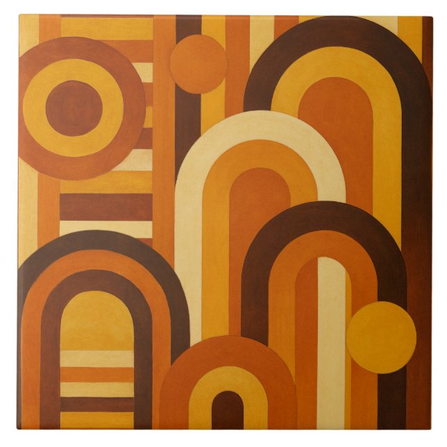 Bögen und Sonnenflecken Retro MCM geometrisches De Fliese (Vorderseite)