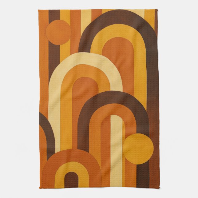 Bögen und Sonnenflecken Retro MCM geometrisches De Geschirrtuch (Vertikal)