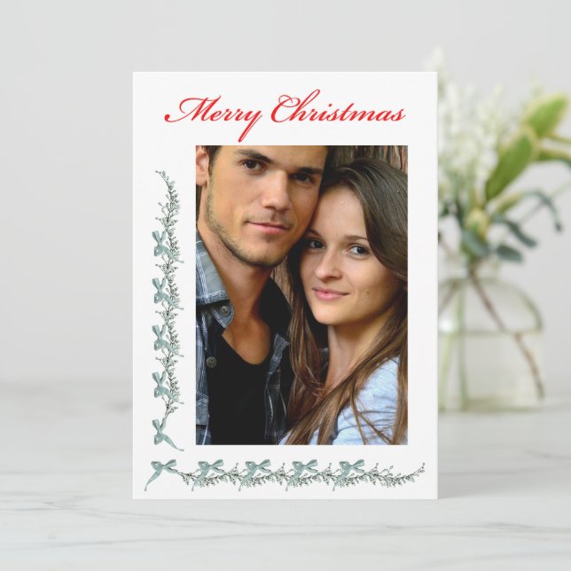 Bögen und Zweige - Foto & Weihnachtsgruß Feiertagskarte (Stehend Vorderseite)