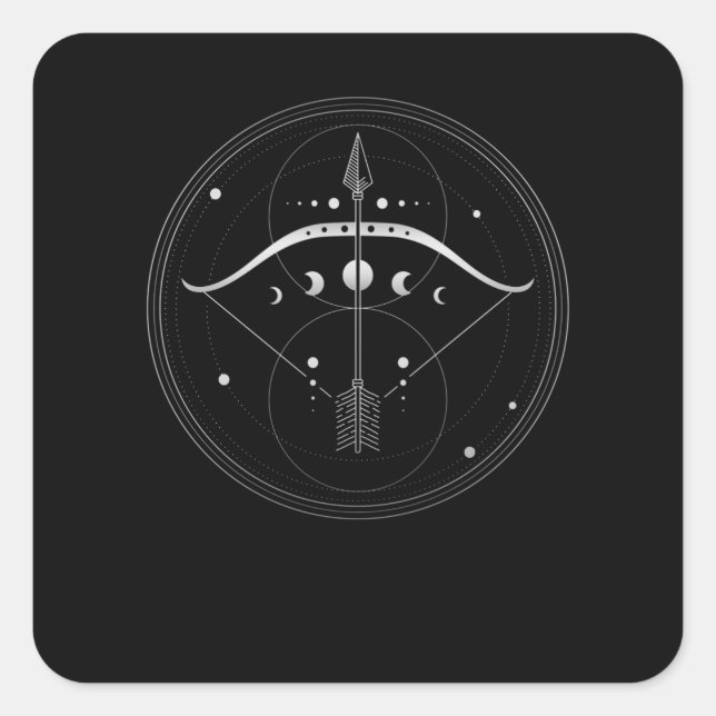 Bogenbogen und Bogenbogen Heilige Geometrie Quadratischer Aufkleber (Vorderseite)