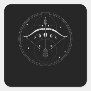 Bogenbogen und Bogenbogen Heilige Geometrie Quadratischer Aufkleber