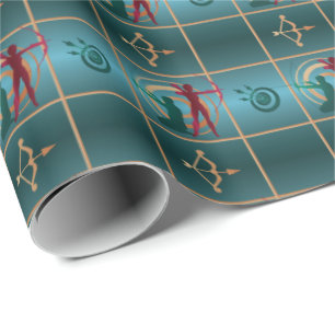 Bogenbogen und Pfeil - Grünes Muster Geschenkpapier