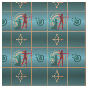 Bogenbogen und Pfeil - Grünes Muster Stoff