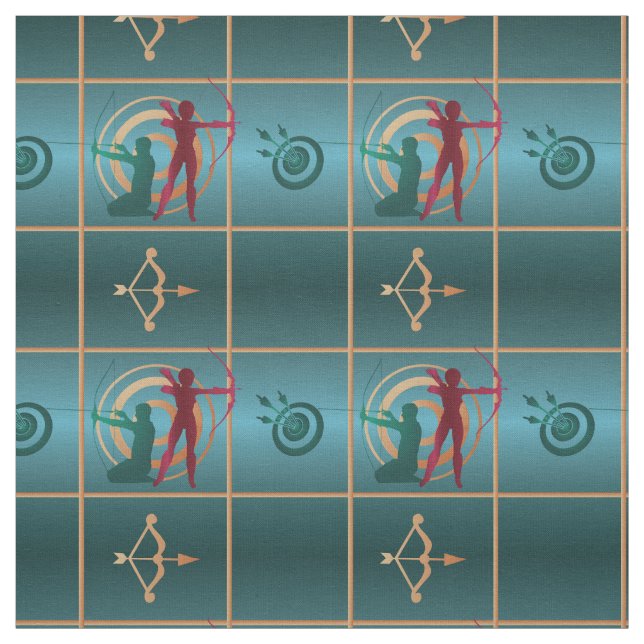 Bogenbogen und Pfeil - Grünes Muster Stoff (Muster)