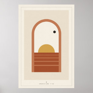 Bogenfenster Sonnenuntergang Wandkunst, Terrakotta Poster