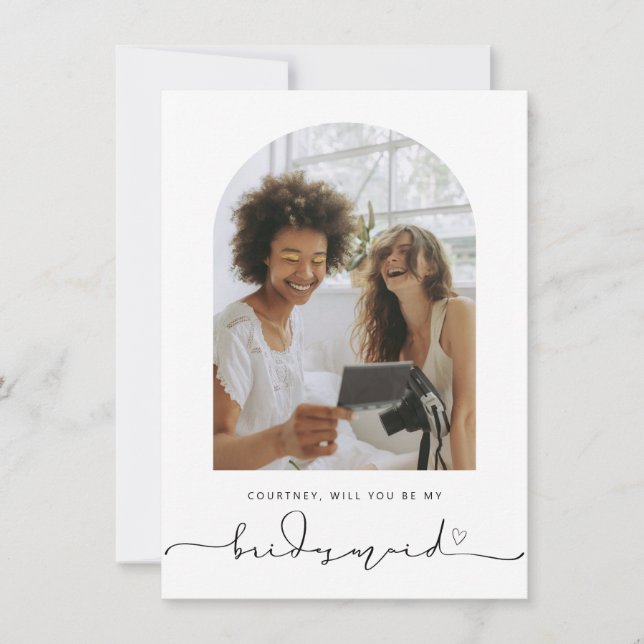 Bogenrahmen wird meine Bridesmaid-Vorschlagskarte  Dankeskarte (Vorderseite)