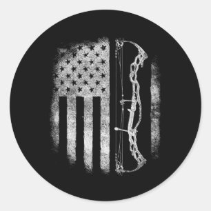Bogenschießen Amerikanische Flagge Vintage Männer Runder Aufkleber