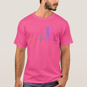 Bogenschießen Archer Girl Heartbeat Rainbow T-Shirt