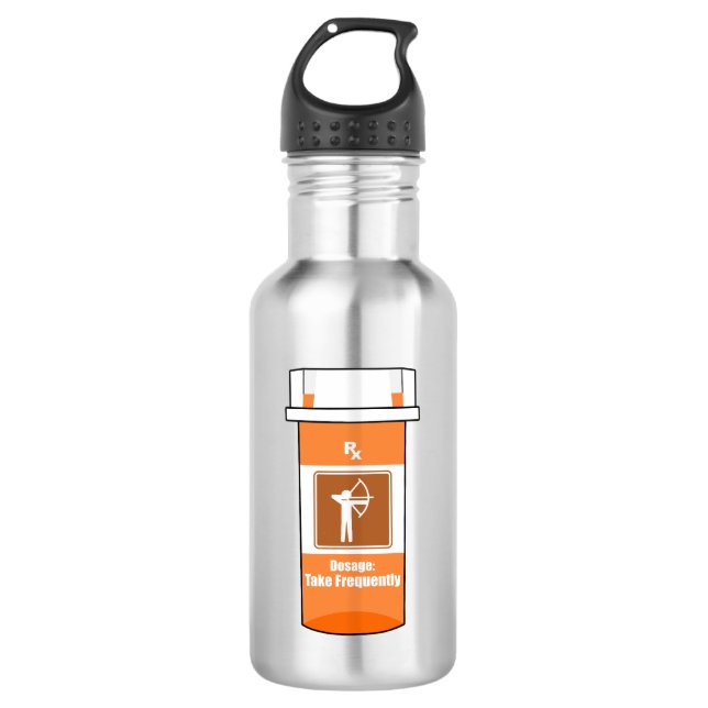 Bogenschießen ist mein Medikament Edelstahlflasche (Vorderseite)