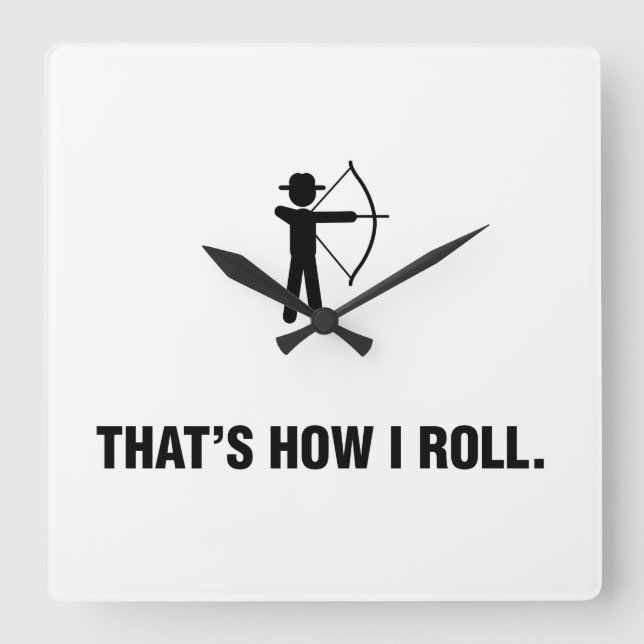 Bogenschießen Quadratische Wanduhr (Vorderseite)