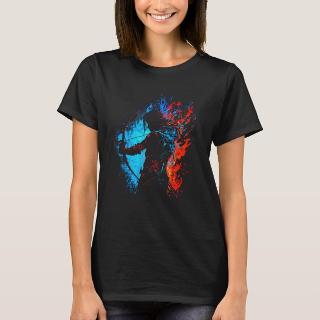 Bogenschießen und Bogenschießen der Archer Flames T-Shirt (Vorderseite)