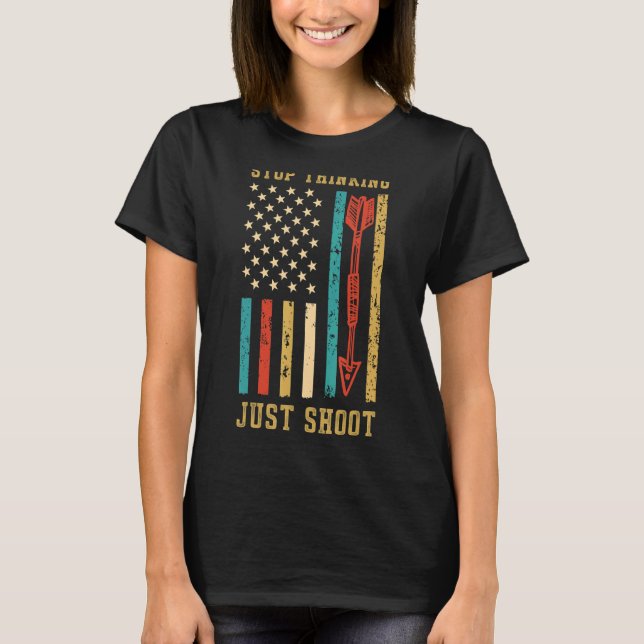 Bogenschießen und Bogenschießen der US-Flagge T-Shirt (Vorderseite)