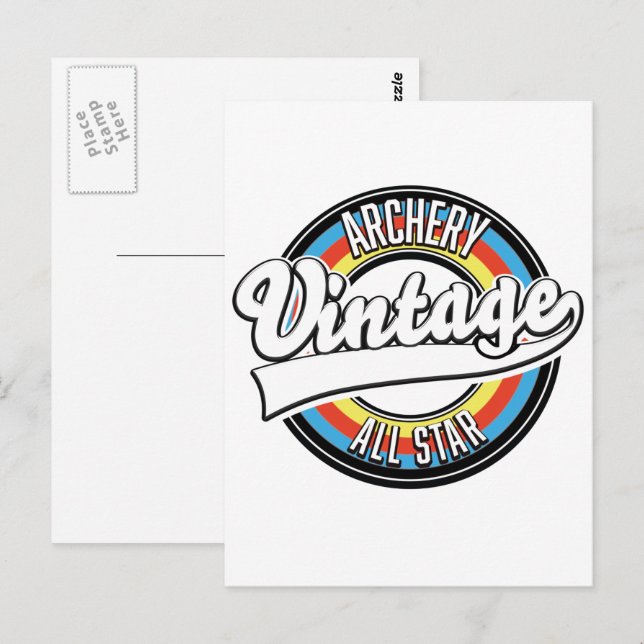 Bogenschießen Vintages Allstar-Logo Postkarte (Vorne/Hinten)